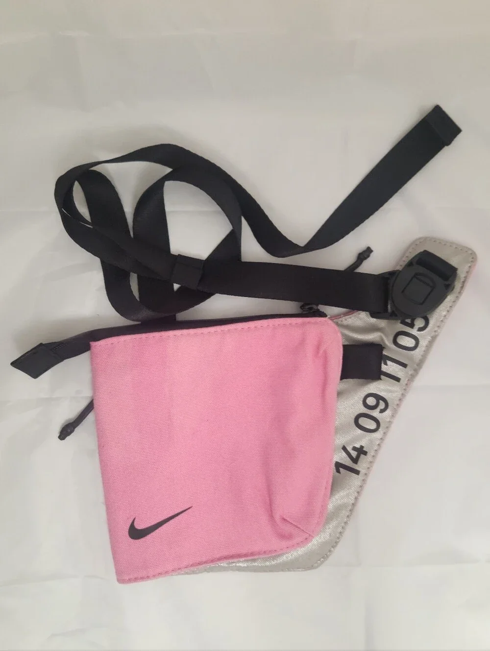 Nike Pink and Silver Sling Belt Bag with Black Strap NWOT